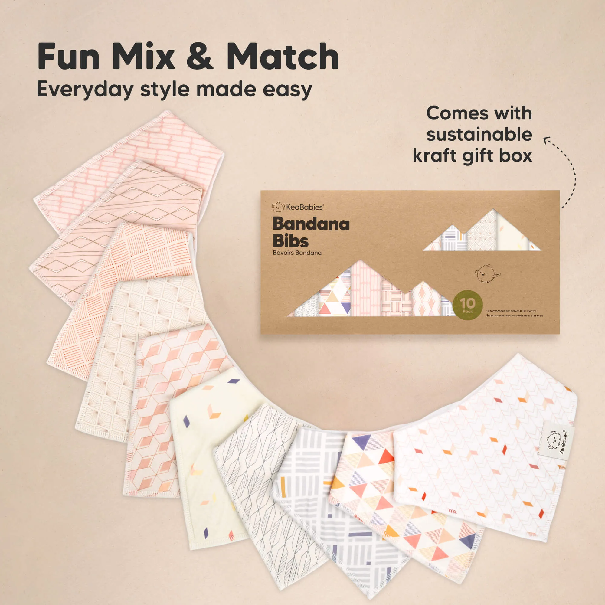 10-Pack Organic Bandana Bibs (Prism)