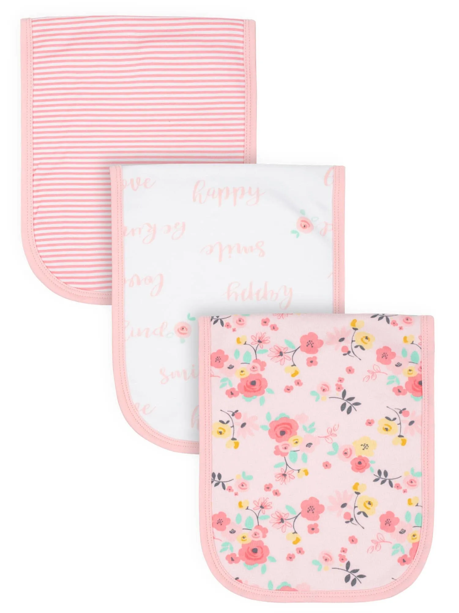 3-Pack Baby Girls Love You Organic Burp Cloths