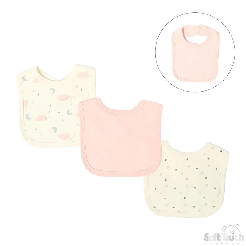 3 Pack Baby Velcro Bibs Clouds & Stars- CC103-B
