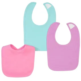 3-Pack Girls Solid Colors Dribbler Bibs