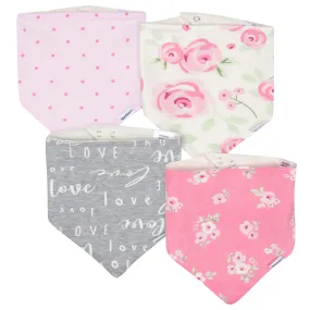 4-Pack Baby Girls Floral Bandana Bibs