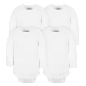 4-Pack Baby Neutral White Long Sleeve Bodysuits