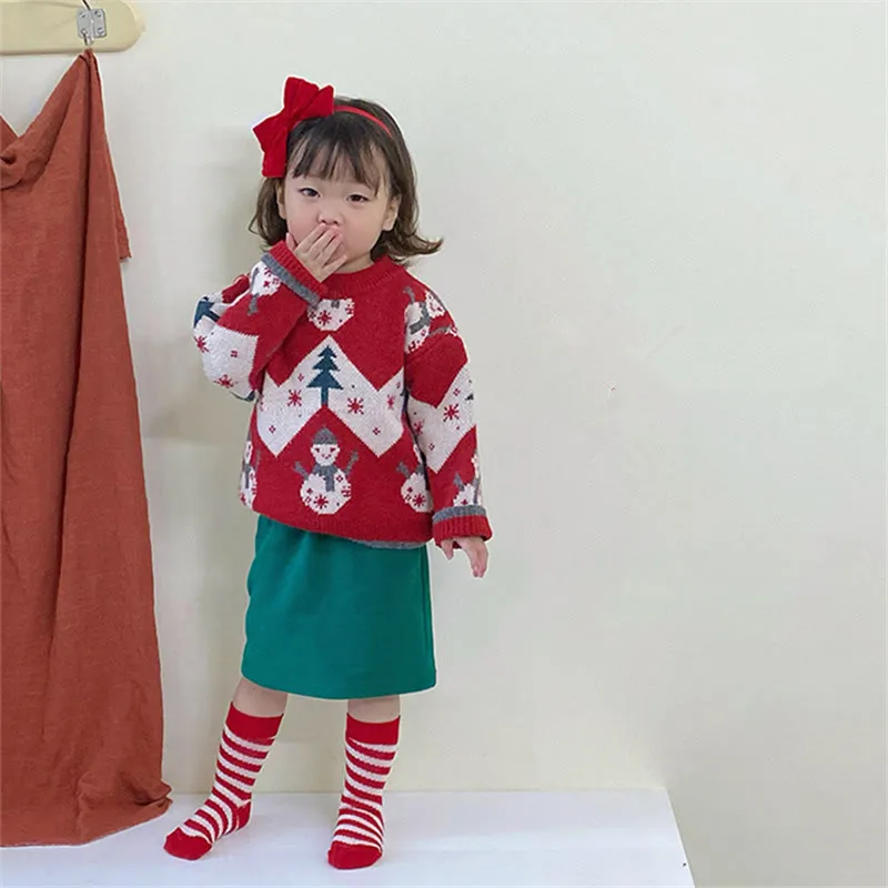 4 Pairs Baby Red Animal Striped Floor Socks