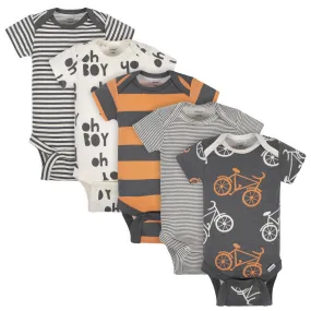 5-Pack Baby Boys Comfy Stretch Bicycle Short Sleeve Onesies® Bodysuits