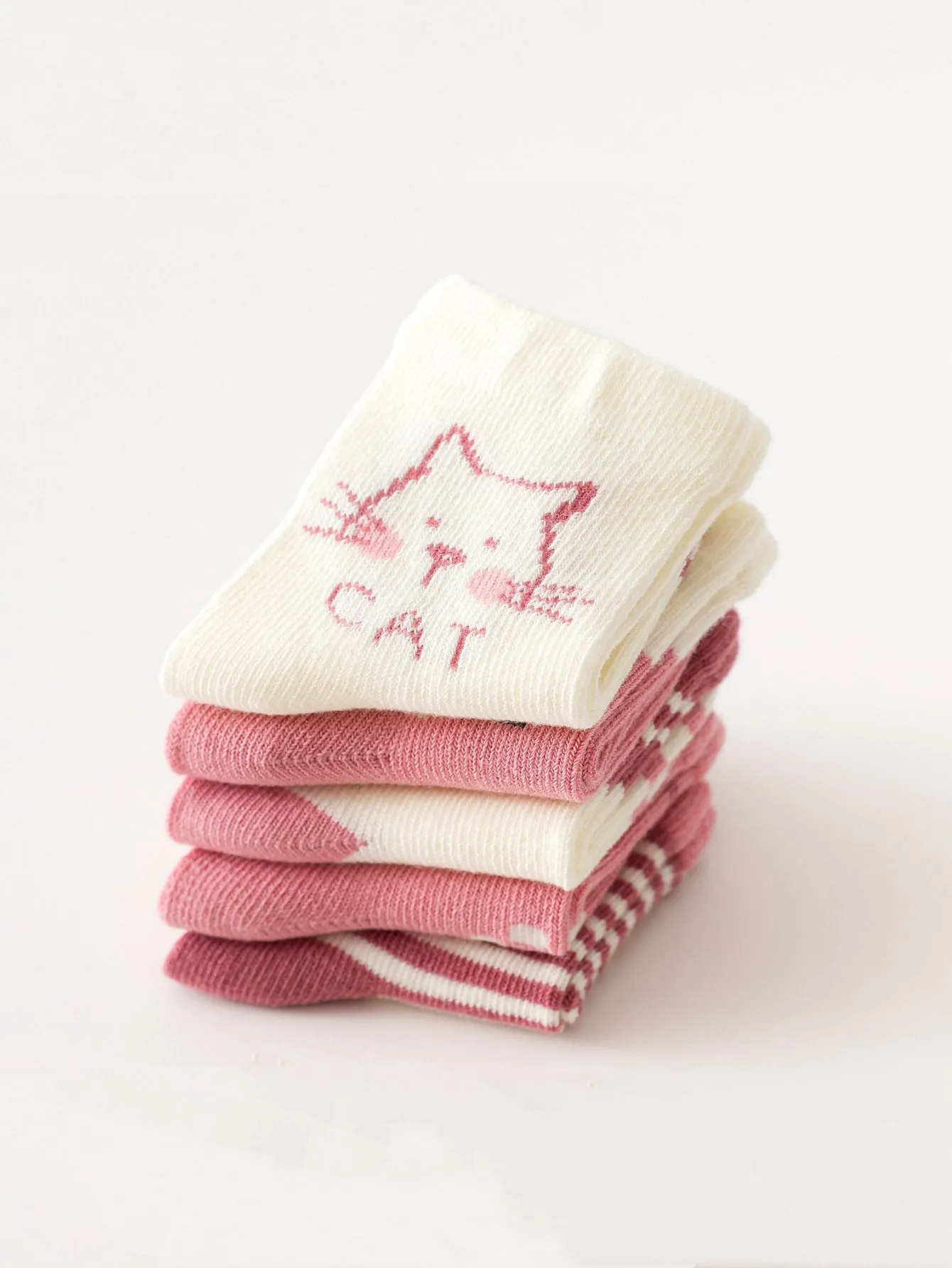 5pairs Baby Striped & Cartoon Graphic Socks