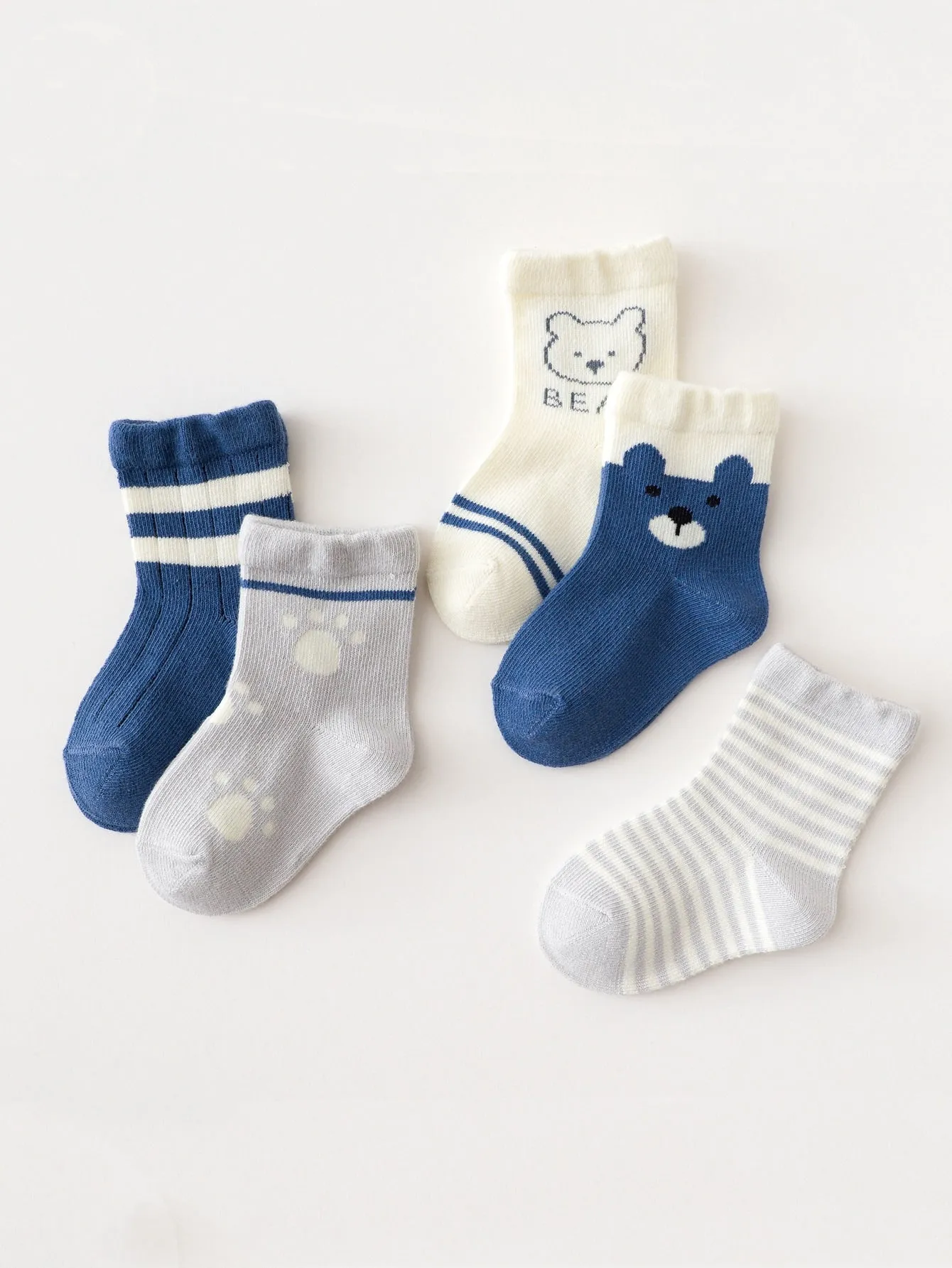 5pairs Baby Striped & Cartoon Graphic Socks