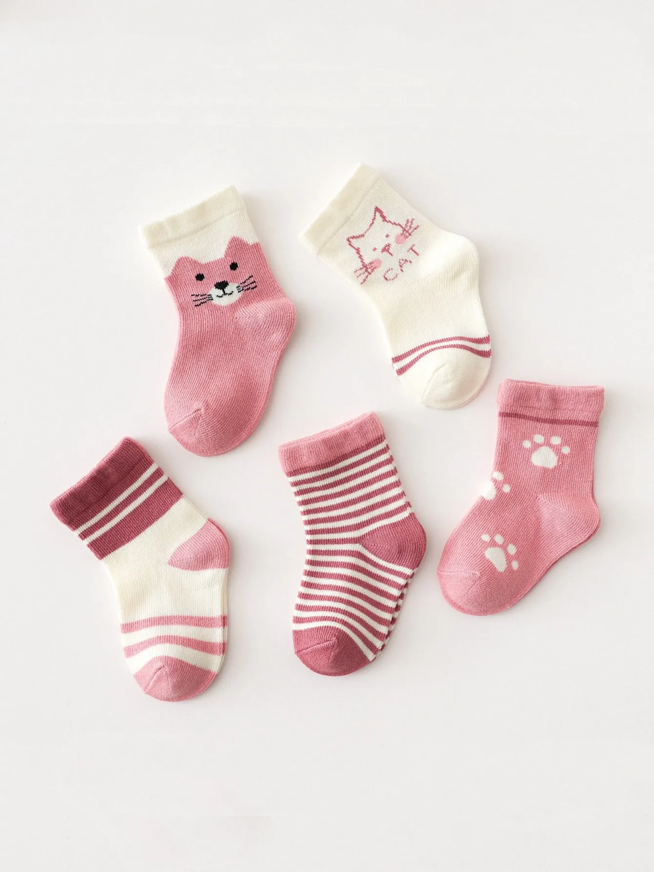 5pairs Baby Striped & Cartoon Graphic Socks