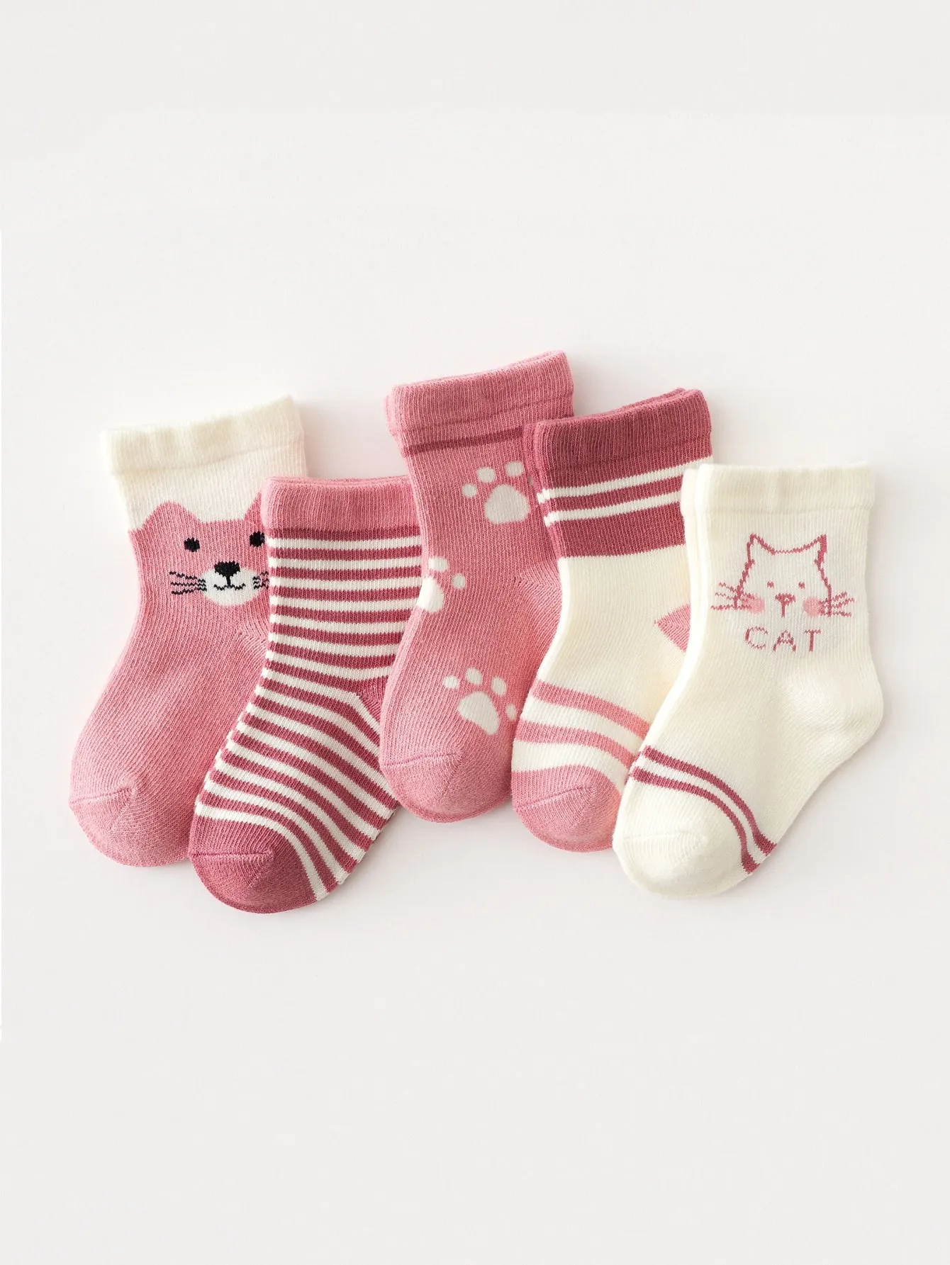 5pairs Baby Striped & Cartoon Graphic Socks