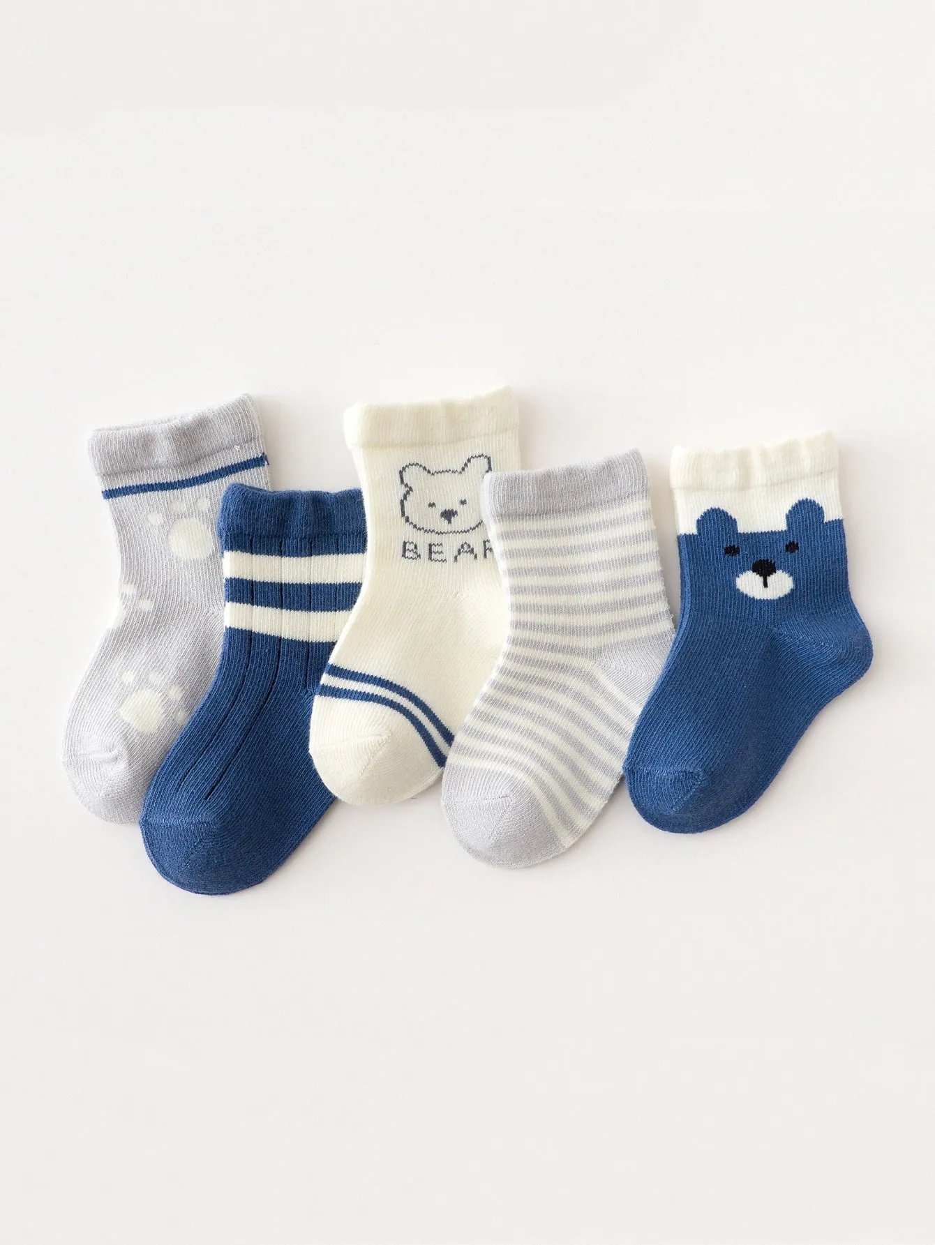 5pairs Baby Striped & Cartoon Graphic Socks