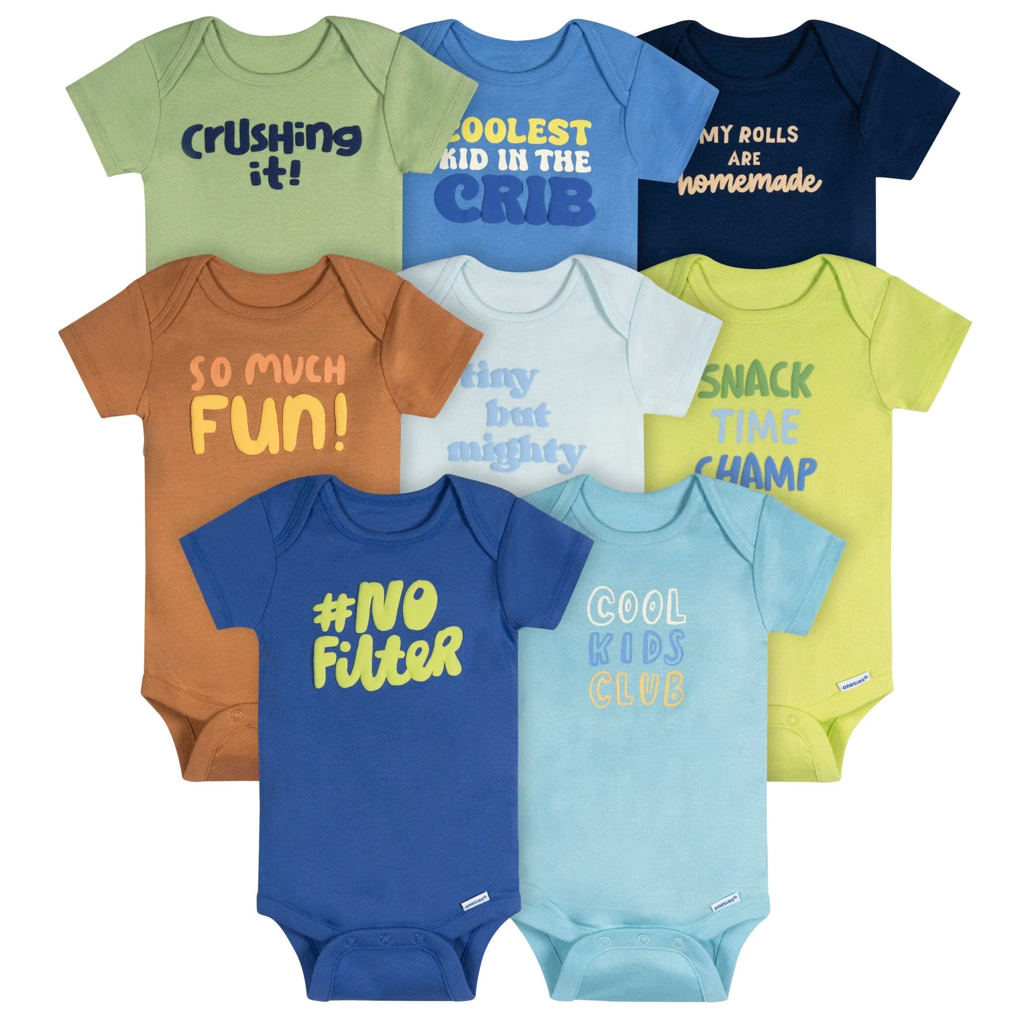 8-Pack Baby Boys Cool Kids Short Sleeve Onesies® Bodysuits