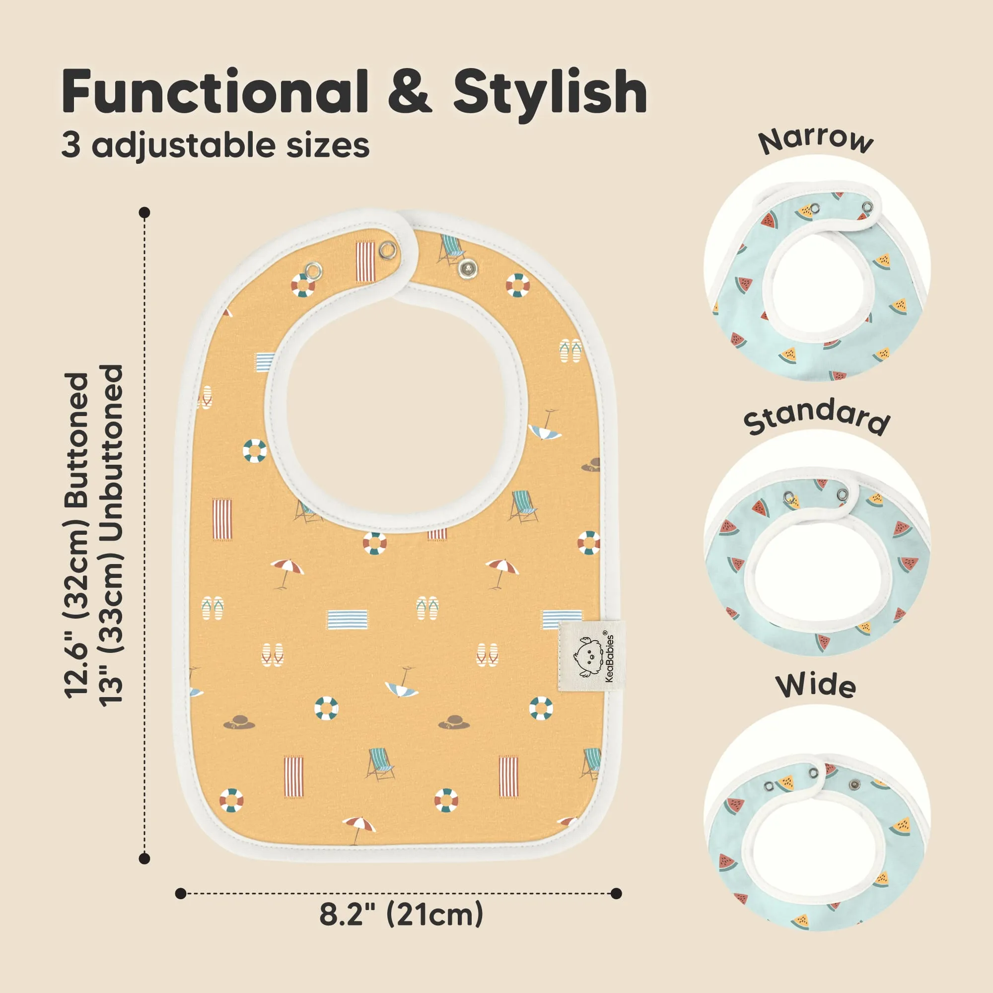 8-Pack Coast Drool Bibs (Beach Day)