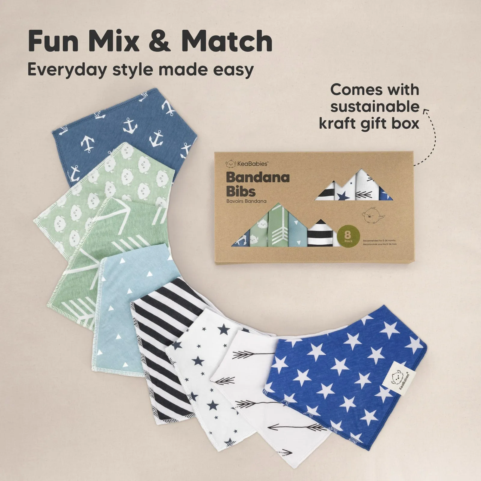 8-Pack Organic Bandana Bibs (Adventurer)