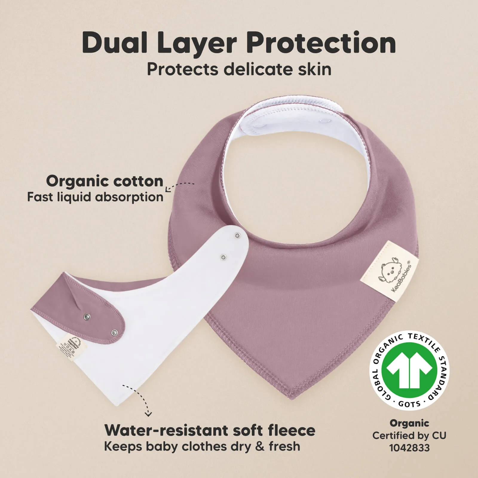 8-Pack Organic Bandana Bibs (Mauve)