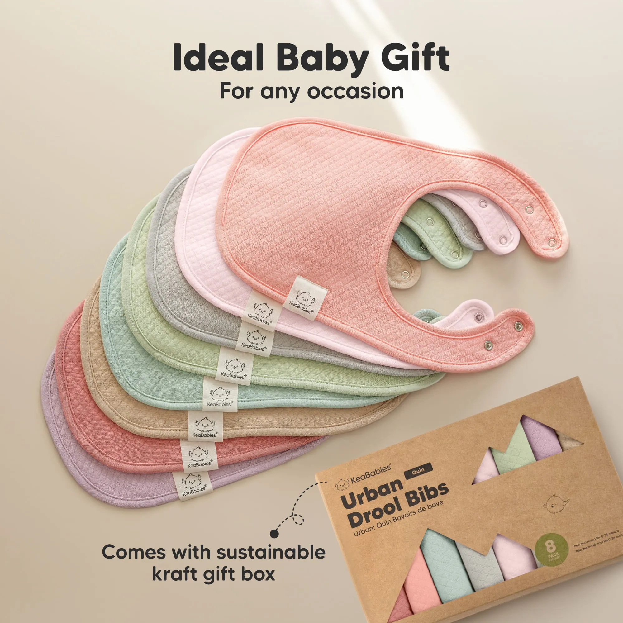 8-Pack Urban Quin Drool Bibs (Dew)