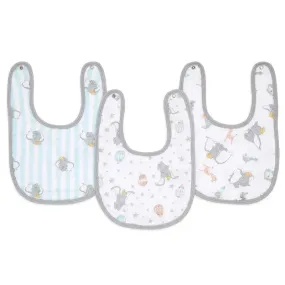 Aden   Anais - 3Pk Cotton Muslin Snap Bib, Dumbo