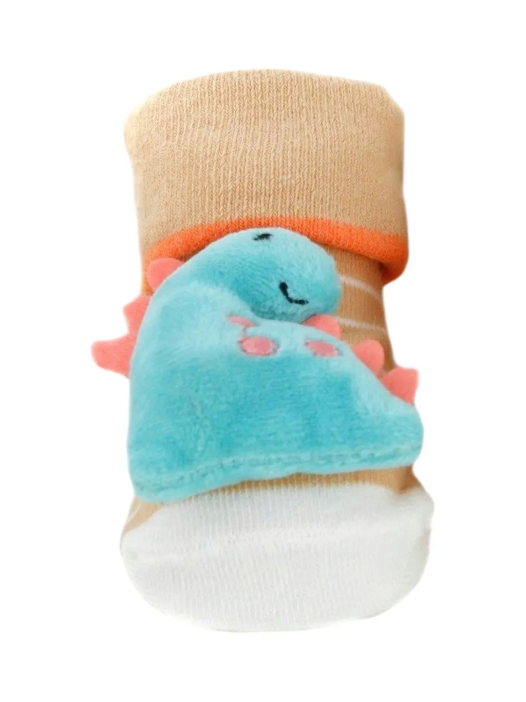 Adorable Baby Dinosaur 3D Socks with Striped Design