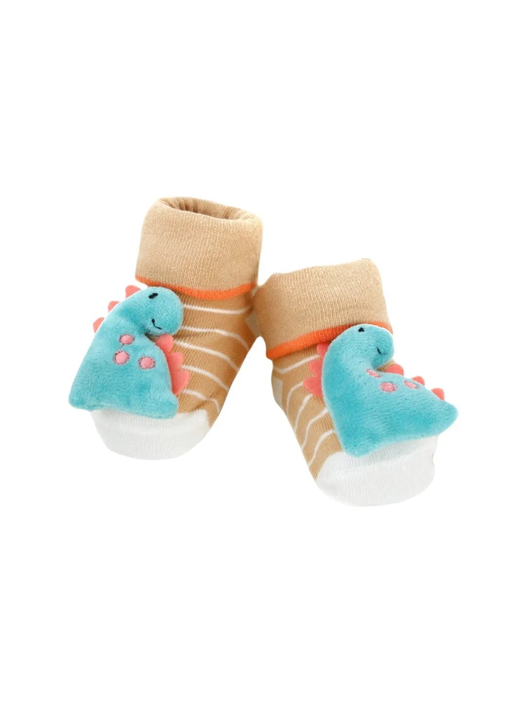 Adorable Baby Dinosaur 3D Socks with Striped Design