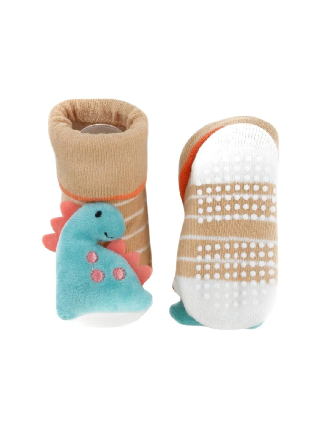 Adorable Baby Dinosaur 3D Socks with Striped Design