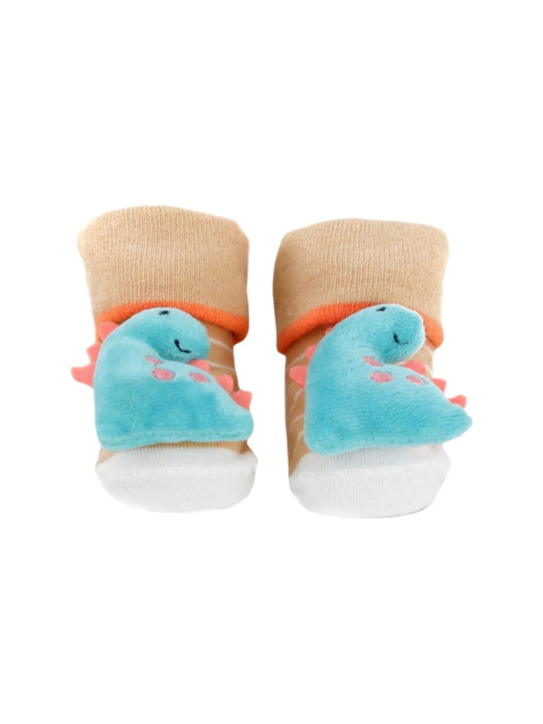 Adorable Baby Dinosaur 3D Socks with Striped Design