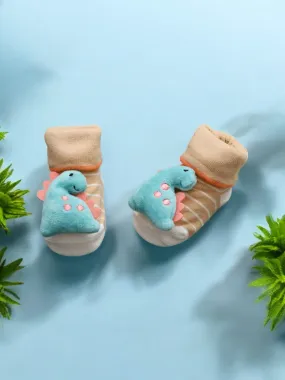 Adorable Baby Dinosaur 3D Socks with Striped Design