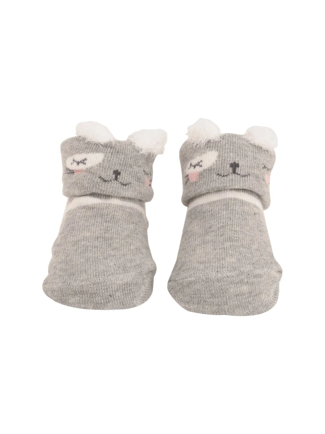 Adorable Baby Socks with Cute Bear Face and Fluffy Ears