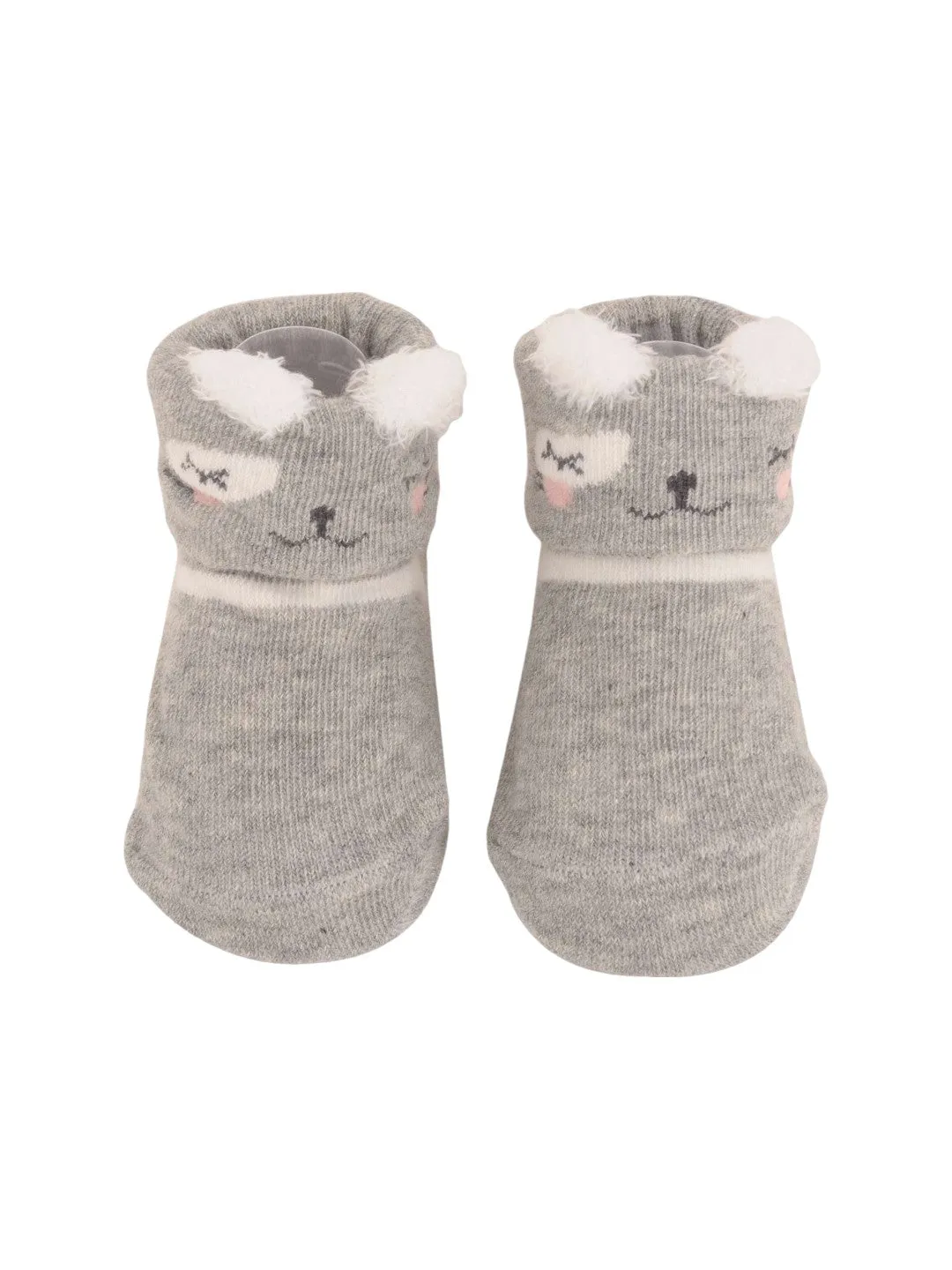 Adorable Baby Socks with Cute Bear Face and Fluffy Ears