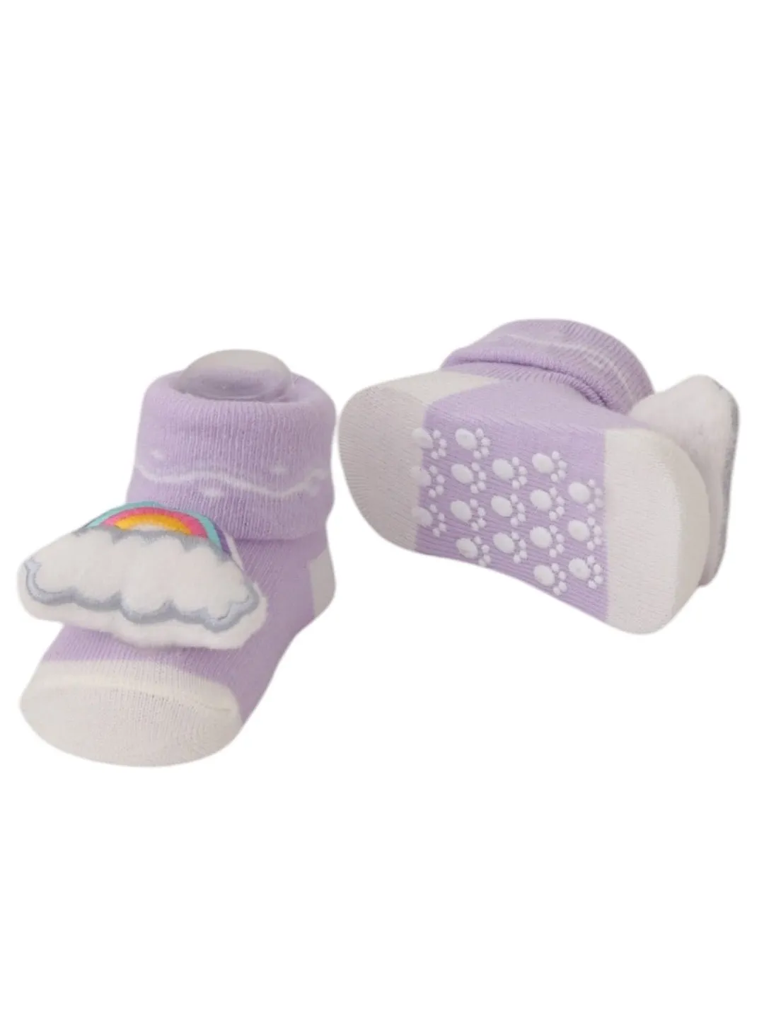 Adorable Rainbow & Cloud Soft Baby Socks - Dreamy Purple