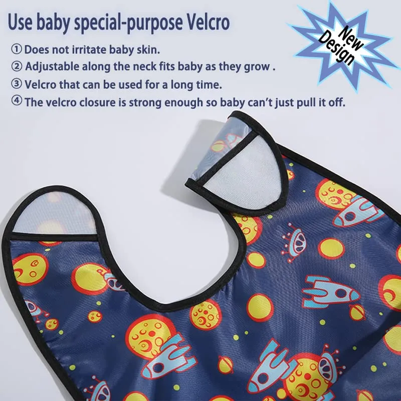 Baby bibs Waterproof Toddler bib - Feeding bib with Pocket for Infant Boy Girl Washable 6-36M Color19 4pack