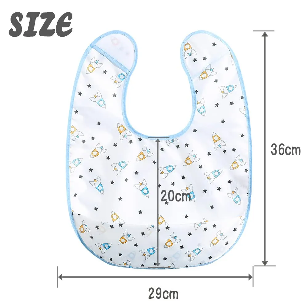 Baby bibs Waterproof Toddler bib - Feeding bib with Pocket for Infant Boy Girl Washable 6-36M Color19 4pack