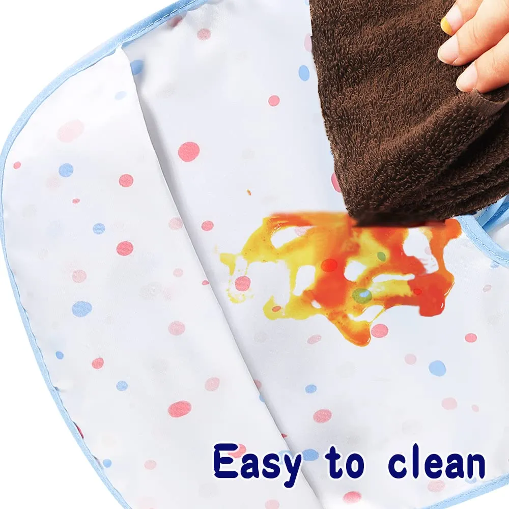 Baby bibs Waterproof Toddler bib - Feeding bib with Pocket for Infant Boy Girl Washable 6-36M Color19 4pack