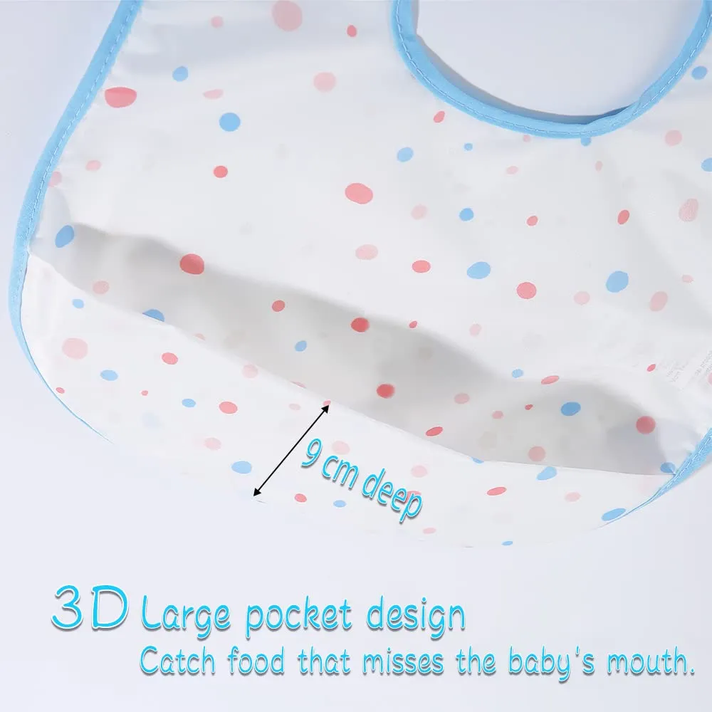 Baby bibs Waterproof Toddler bib - Feeding bib with Pocket for Infant Boy Girl Washable 6-36M Color19 4pack