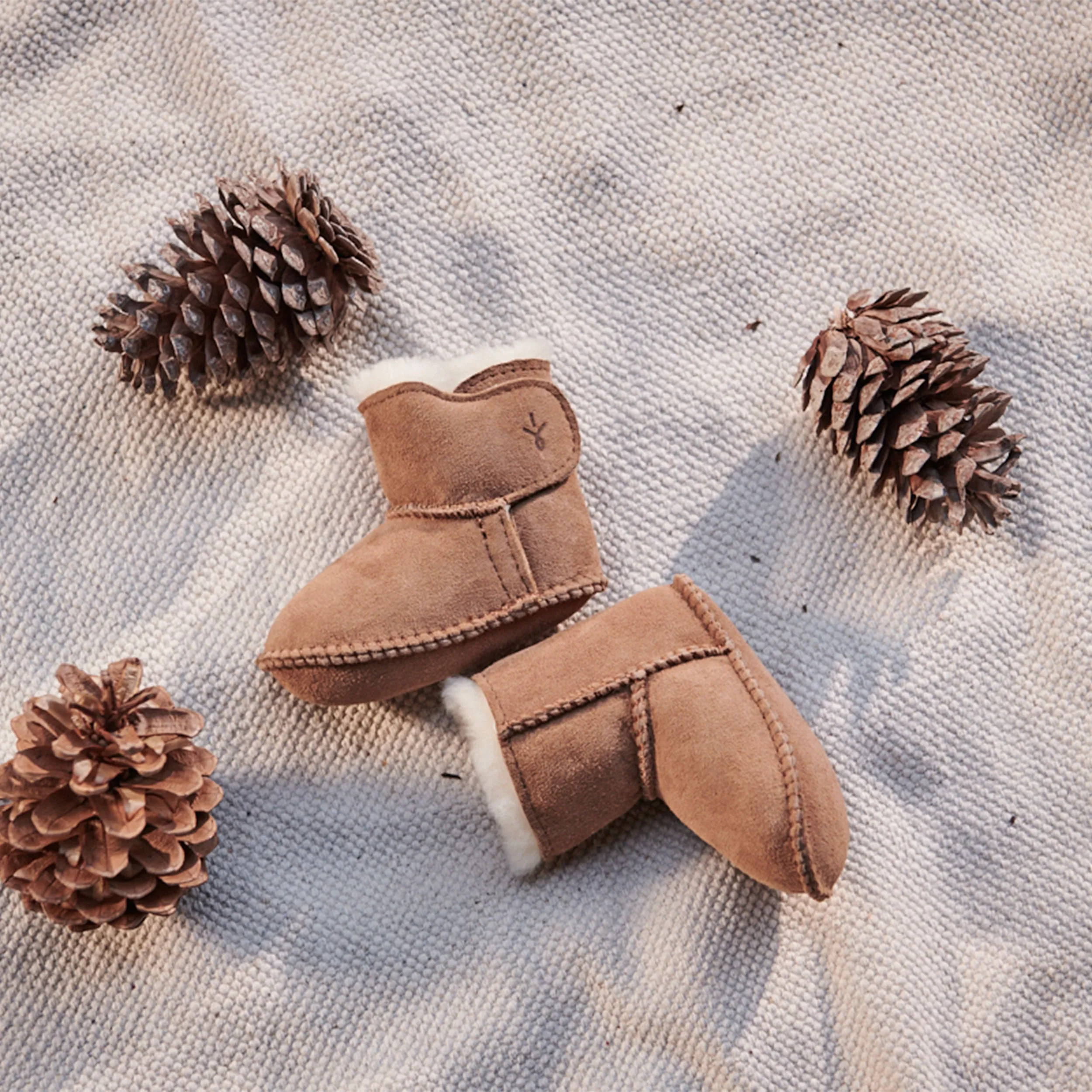Baby Bootie Merino Lined Water Resistant Chestnut Suede