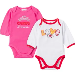 Baby Chiefs Girl Long Sleeve Onesie 2 Pack (Only 0-3M Left)