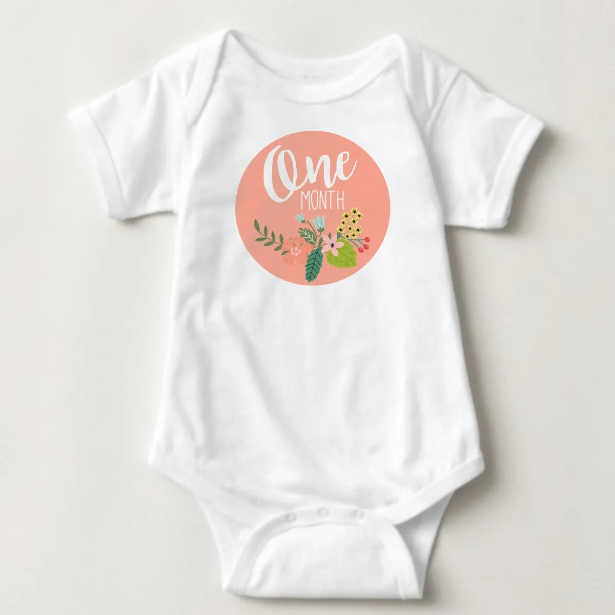 Baby Custom Monthly Onesies - Pastel Flowers