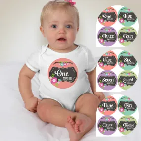 Baby Custom Monthly Onesies - Pastel Flowers