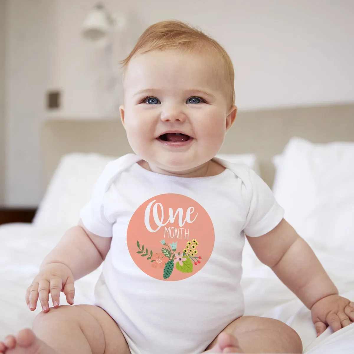 Baby Custom Monthly Onesies - Pastel Flowers