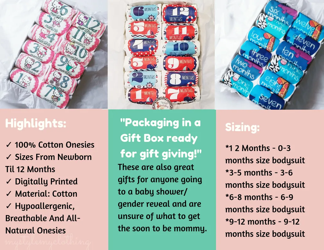 Baby Custom Monthly Onesies - Patterns 5