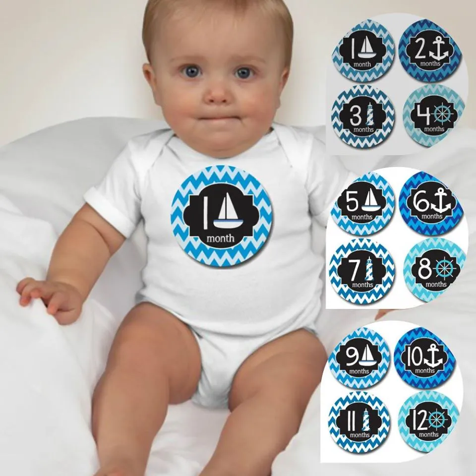 Baby Custom Monthly Onesies - Sailor Blue
