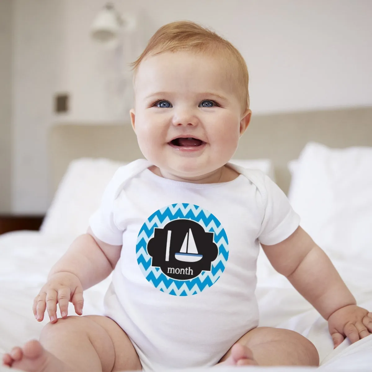 Baby Custom Monthly Onesies - Sailor Blue