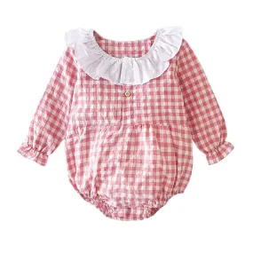 Baby Girl Bodysuits Long Sleeve Cotton Baby Clothes Flowers Plaid Cute