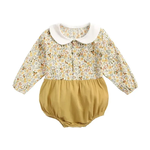 Baby Girl Bodysuits Long Sleeve Cotton Baby Clothes Flowers Plaid Cute