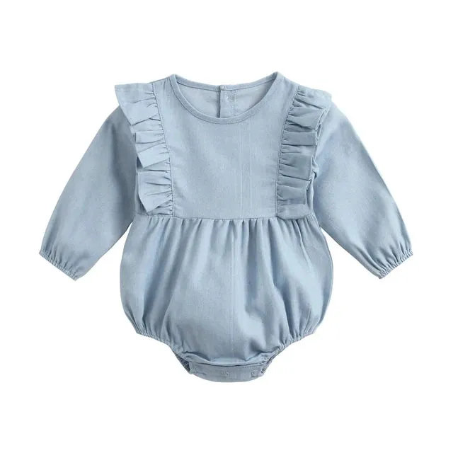 Baby Girl Bodysuits Long Sleeve Cotton Baby Clothes Flowers Plaid Cute