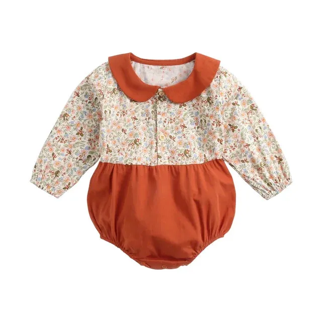 Baby Girl Bodysuits Long Sleeve Cotton Baby Clothes Flowers Plaid Cute