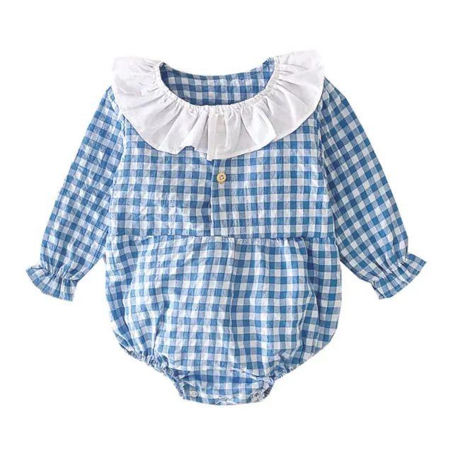 Baby Girl Bodysuits Long Sleeve Cotton Baby Clothes Flowers Plaid Cute