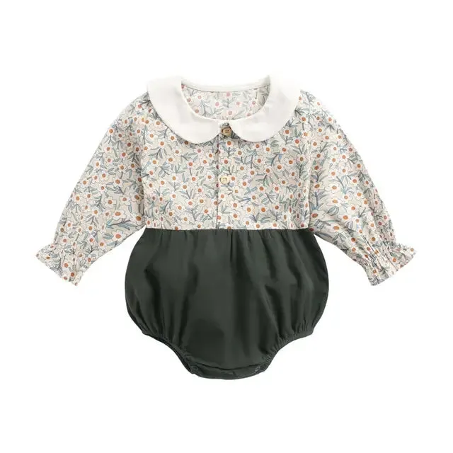 Baby Girl Bodysuits Long Sleeve Cotton Baby Clothes Flowers Plaid Cute