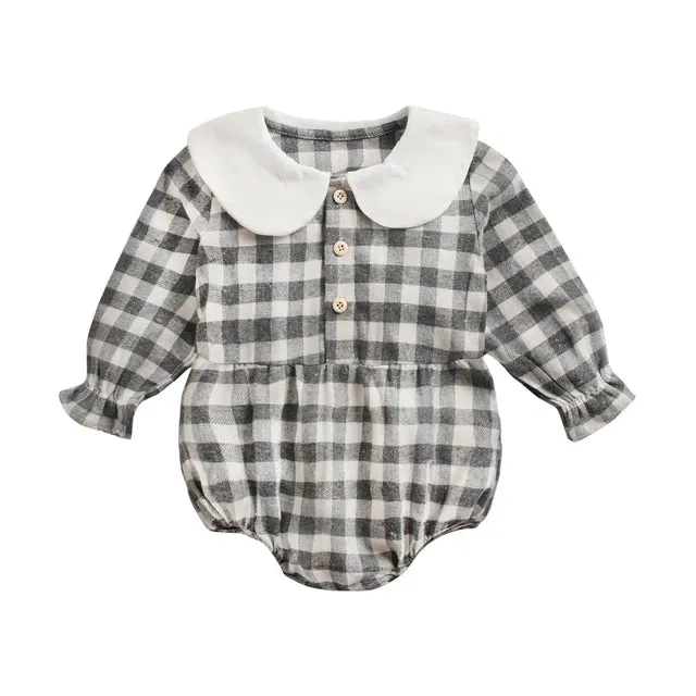 Baby Girl Bodysuits Long Sleeve Cotton Baby Clothes Flowers Plaid Cute