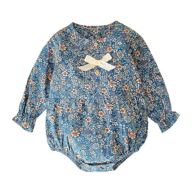 Baby Girl Bodysuits Long Sleeve Cotton Baby Clothes Flowers Plaid Cute