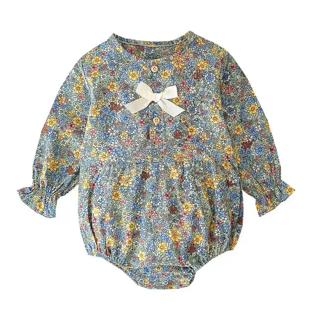 Baby Girl Bodysuits Long Sleeve Cotton Baby Clothes Flowers Plaid Cute