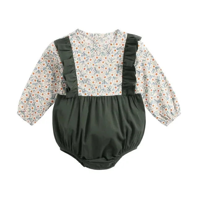 Baby Girl Bodysuits Long Sleeve Cotton Baby Clothes Flowers Plaid Cute