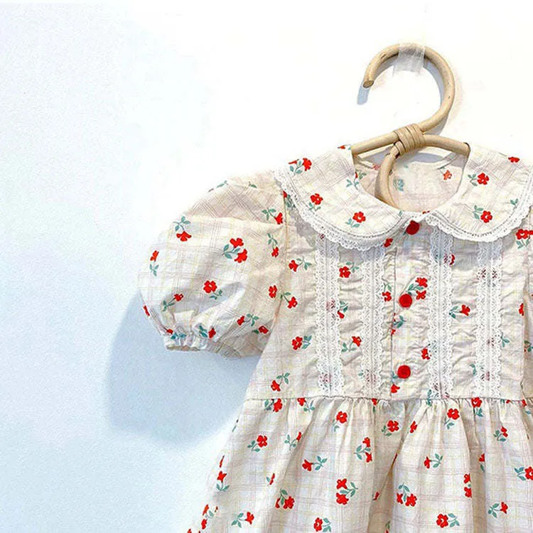 Baby Girl Floral Print Lace Patchwork Design Dress
